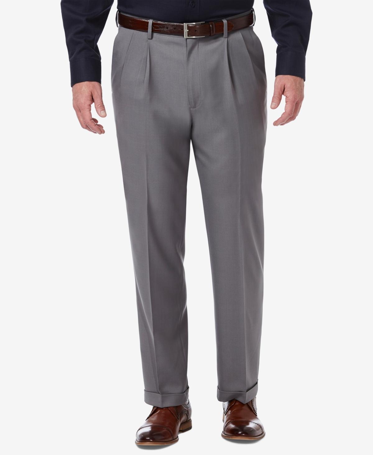 Haggar Mens Premium Comfort Stretch Classic-Fit Solid Pleated Dress Pants Product Image