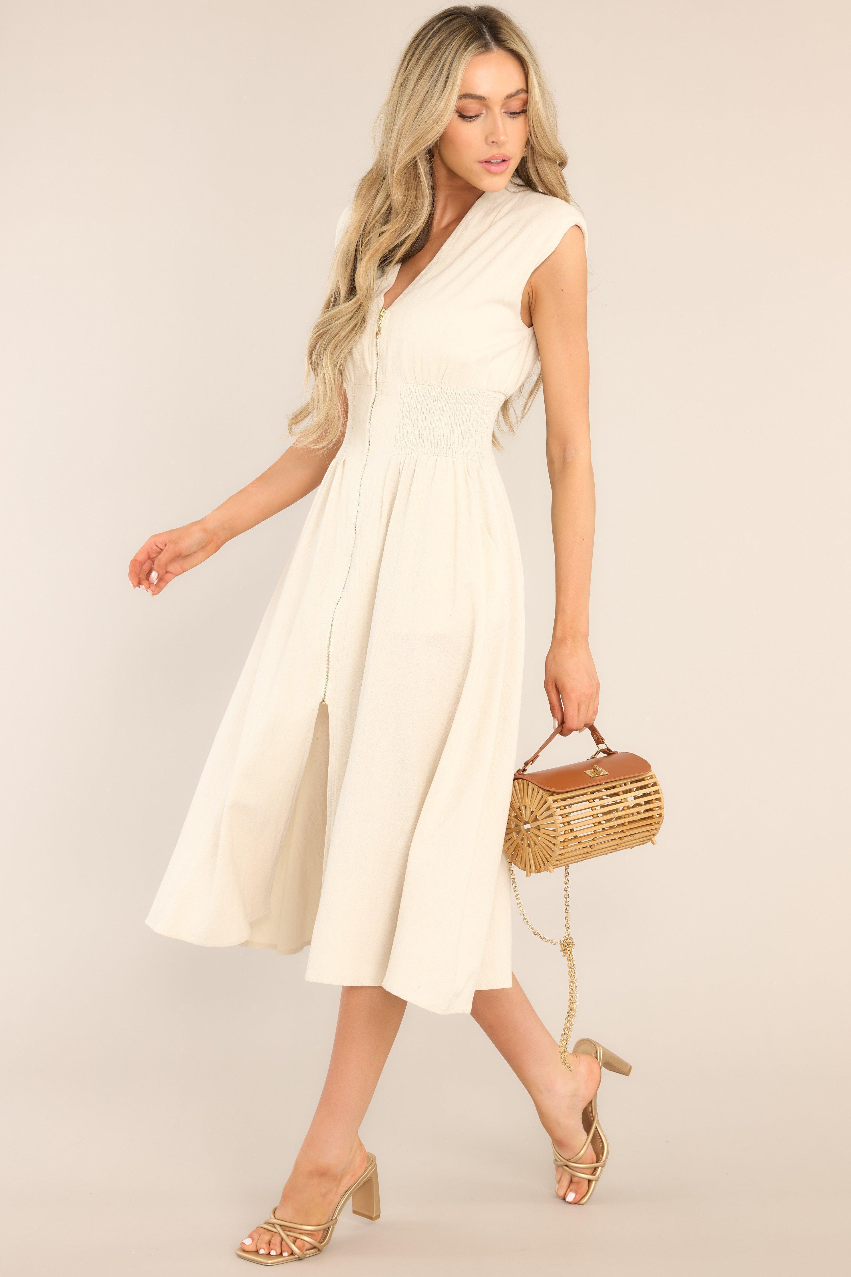 Return Someday Ivory Midi Dress Beige Product Image