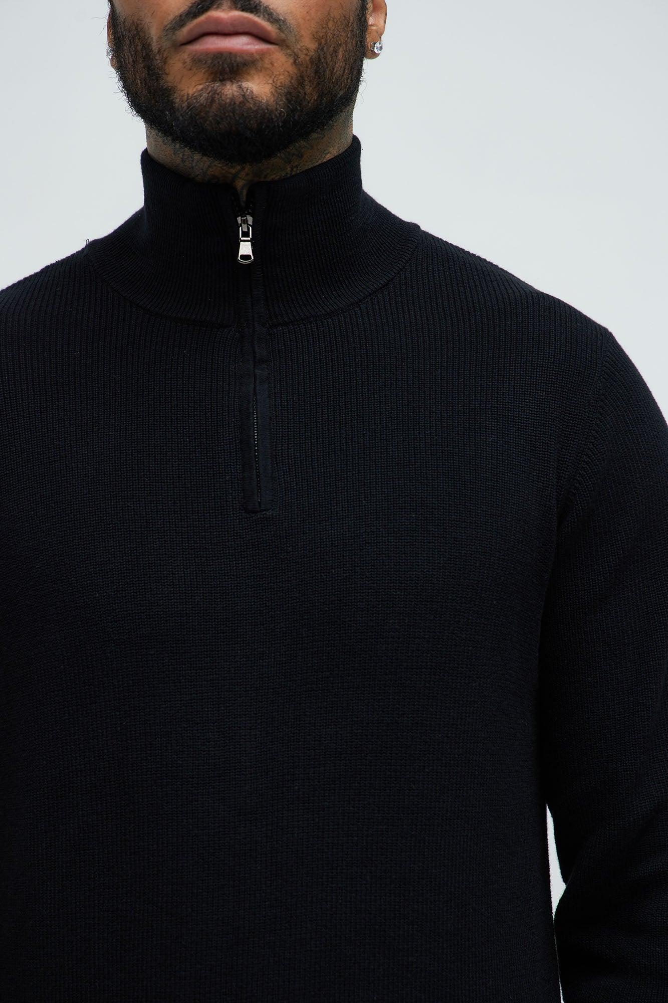 Shawn Quarter Zip Sweater - Black Product Image