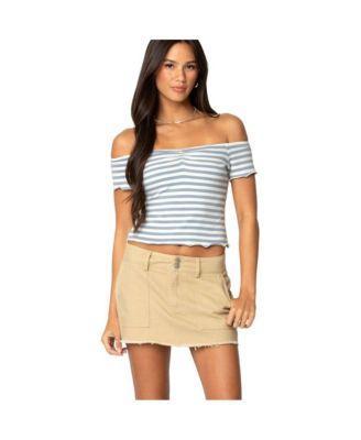 Edikted Womens Shara Striped Off Shoulder Top Product Image