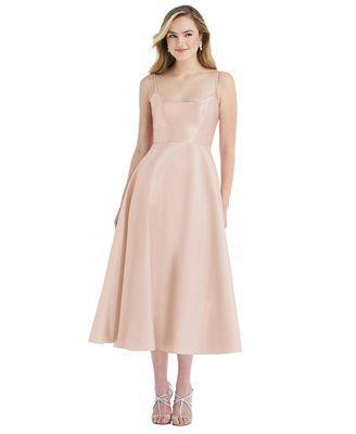 Spaghetti-Strap Satin Midi Dress product image