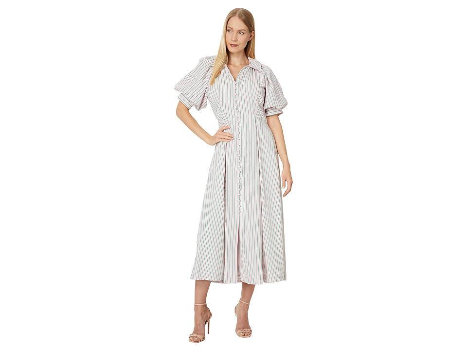 English Factory Stripe Shirt Midi Dress Green) Women's Dress Product Image