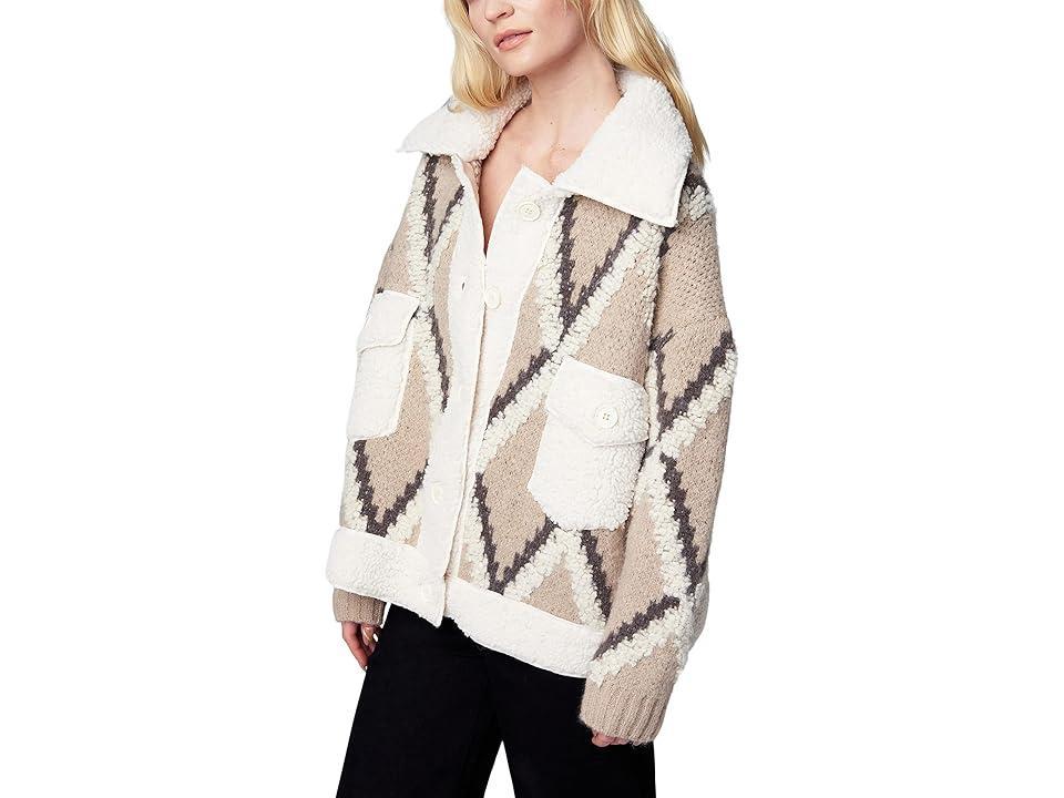 Blank NYC Sherpa Button Front Sweater (The Cards) Women's Clothing Product Image