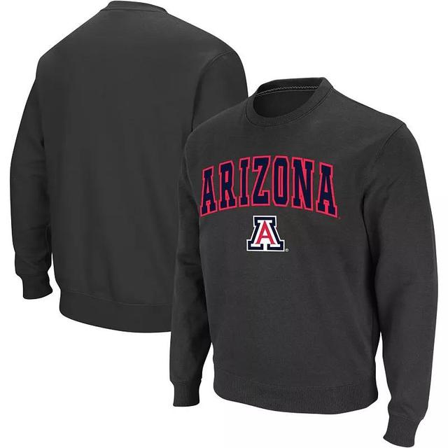 Mens Colosseum Charcoal Arizona Wildcats Arch & Logo Crew Neck Sweatshirt Product Image