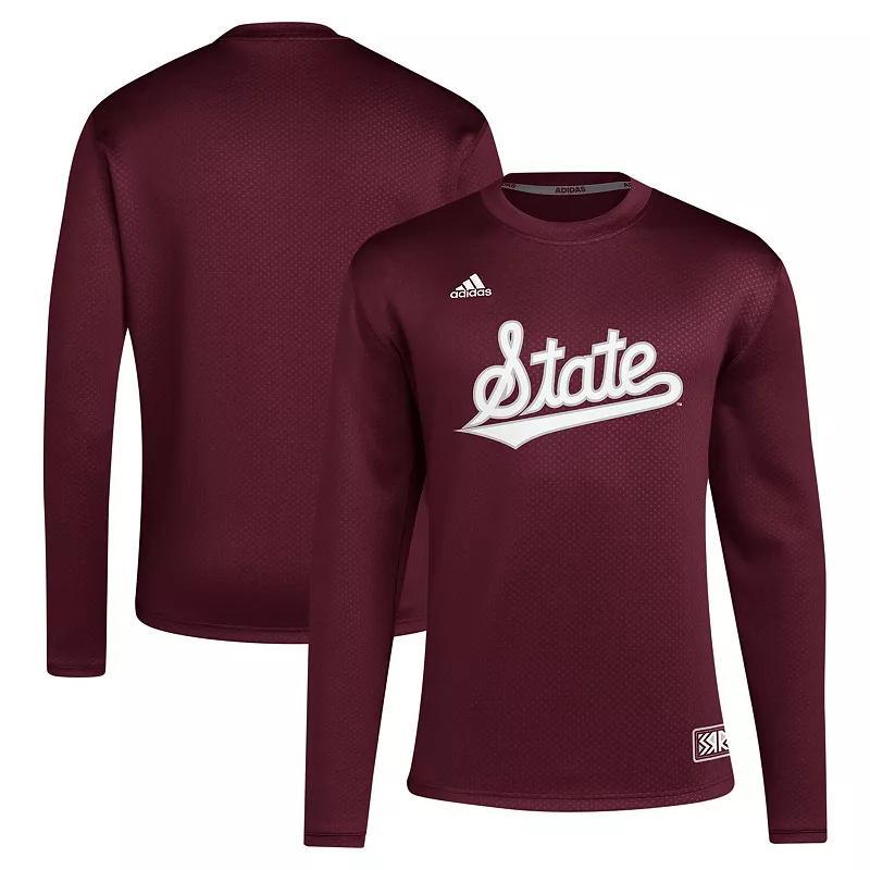 Adidas Mens Maroon Mississippi State Bulldogs Reverse Retro Baseball Script Pullover Sweatshirt Product Image