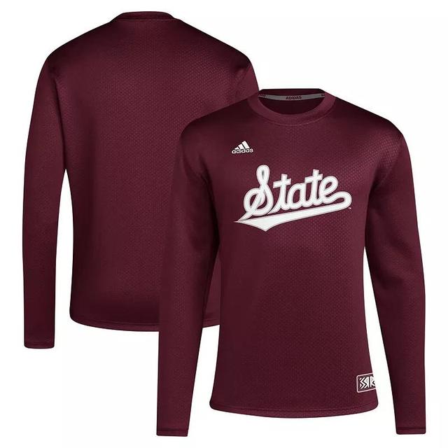 Mens adidas Maroon Mississippi State Bulldogs Reverse Retro Baseball Script Pullover Sweatshirt Product Image