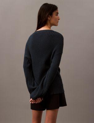 Boucle Relaxed V-Neck Sweater Product Image