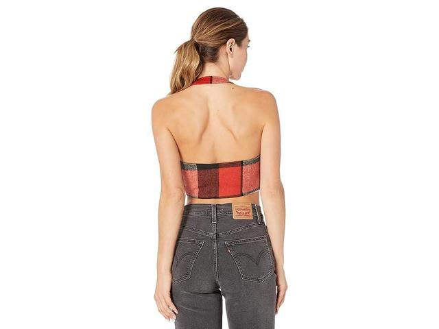 AFRM Neva Zip Corset Top (Red/Black/Tan Plaid) Women's Clothing Product Image