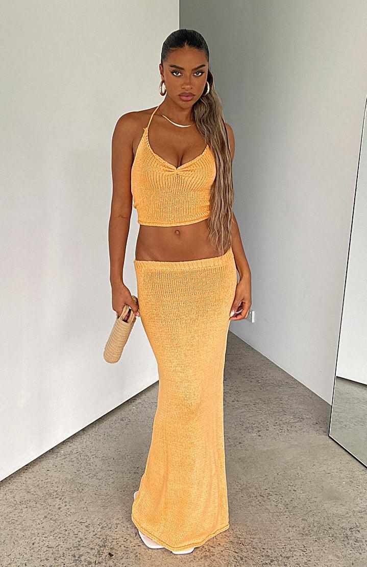 One Time Offer Crochet Maxi Skirt Sherbet Product Image