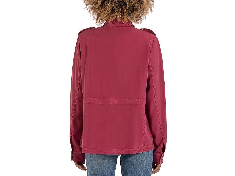 KUT from the Kloth Brinley - Waist Tie Utility Jacket (Bordeaux) Women's Clothing Product Image