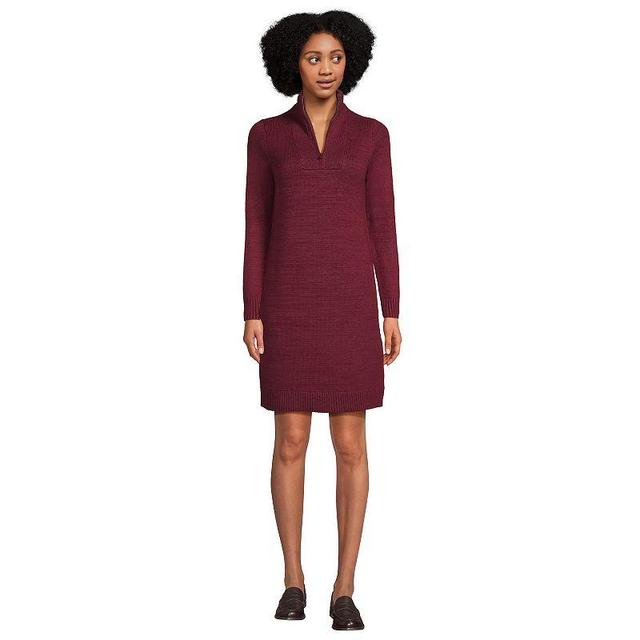 Womens Lands End Cozy Lofty Quarter Zip Sweater Dress Rich Red Product Image