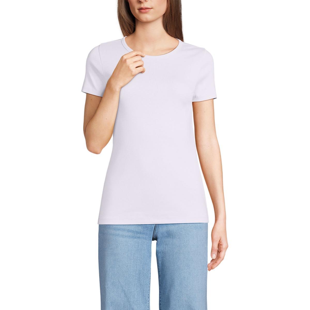 Womens Lands End All-Cotton Crewneck Tee Product Image