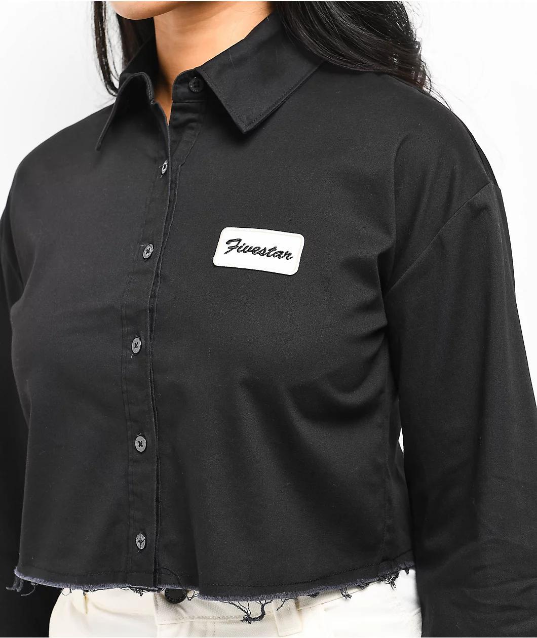 Fivestar General Black Crop Long Sleeve Button Up Shirt Product Image