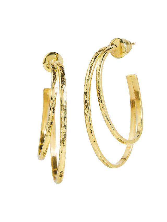 Womens Hoopla 22K Yellow Gold Oval Double Hoop Earrings Product Image