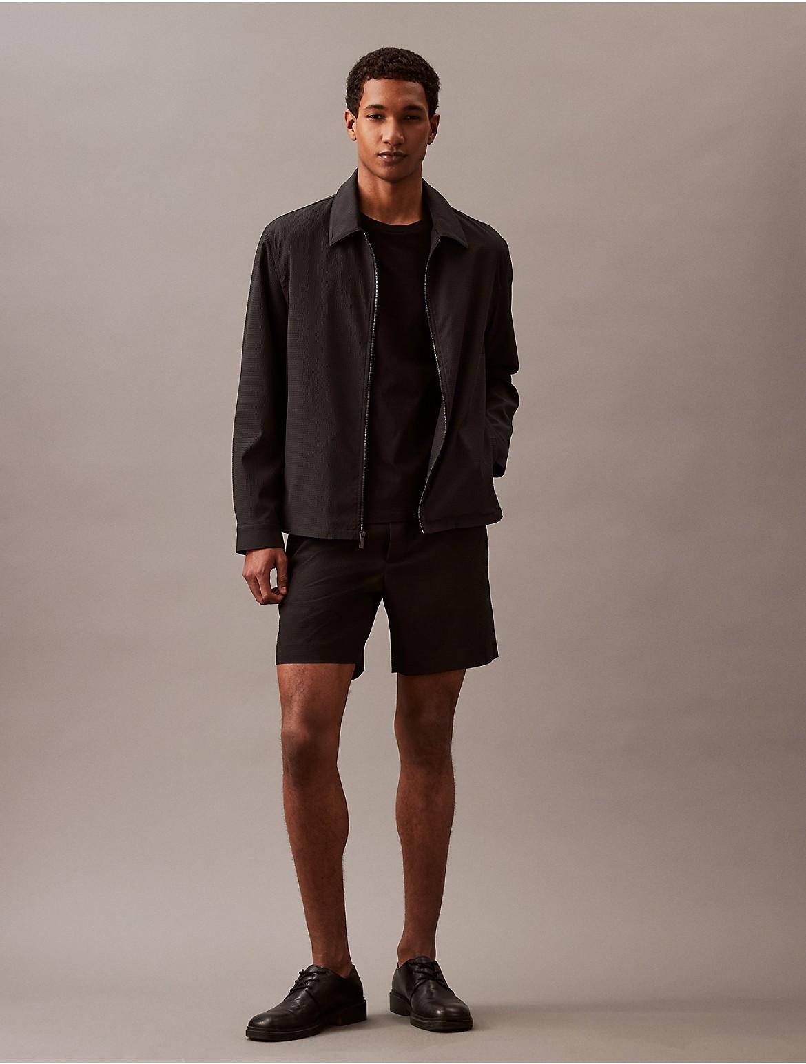 Calvin Klein Mens Seersucker Pull-On Shorts - Black - S Product Image