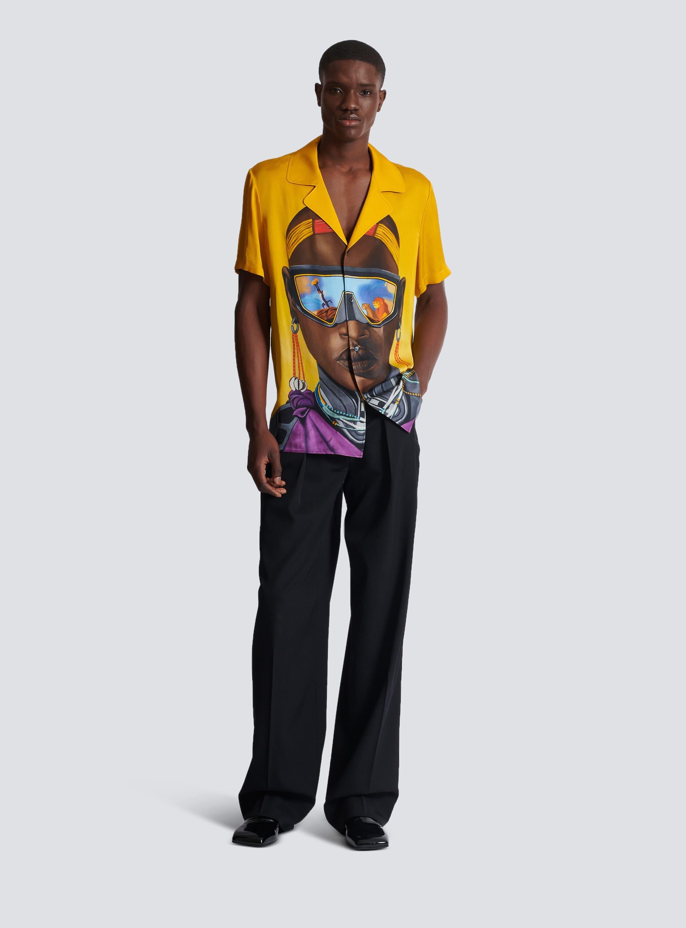 Disney x Balmain: The Lion King - Satin pyjama shirt with Nika Mtwana print Product Image