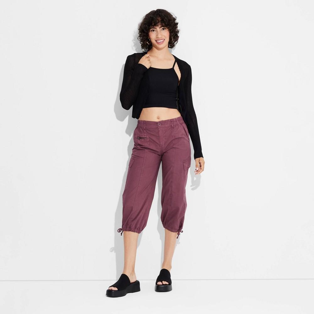 Womens Utility Cargo Capri Pants - Wild Fable Burgundy XS Product Image