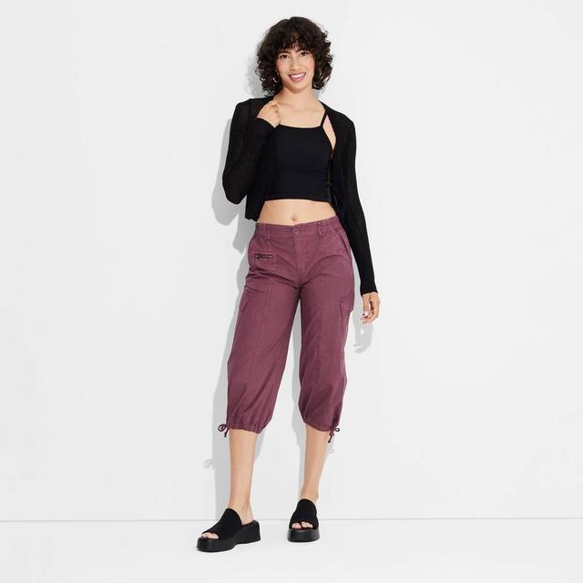 Womens Utility Cargo Capri Pants - Wild Fable Burgundy Product Image