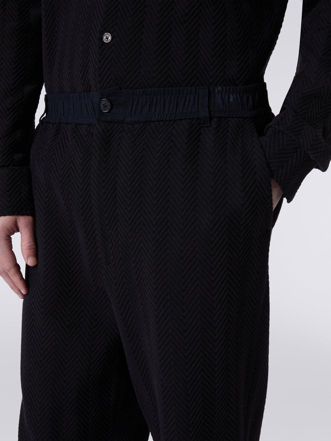 Classic cotton and viscose zigzag trousers Black | Missoni Product Image