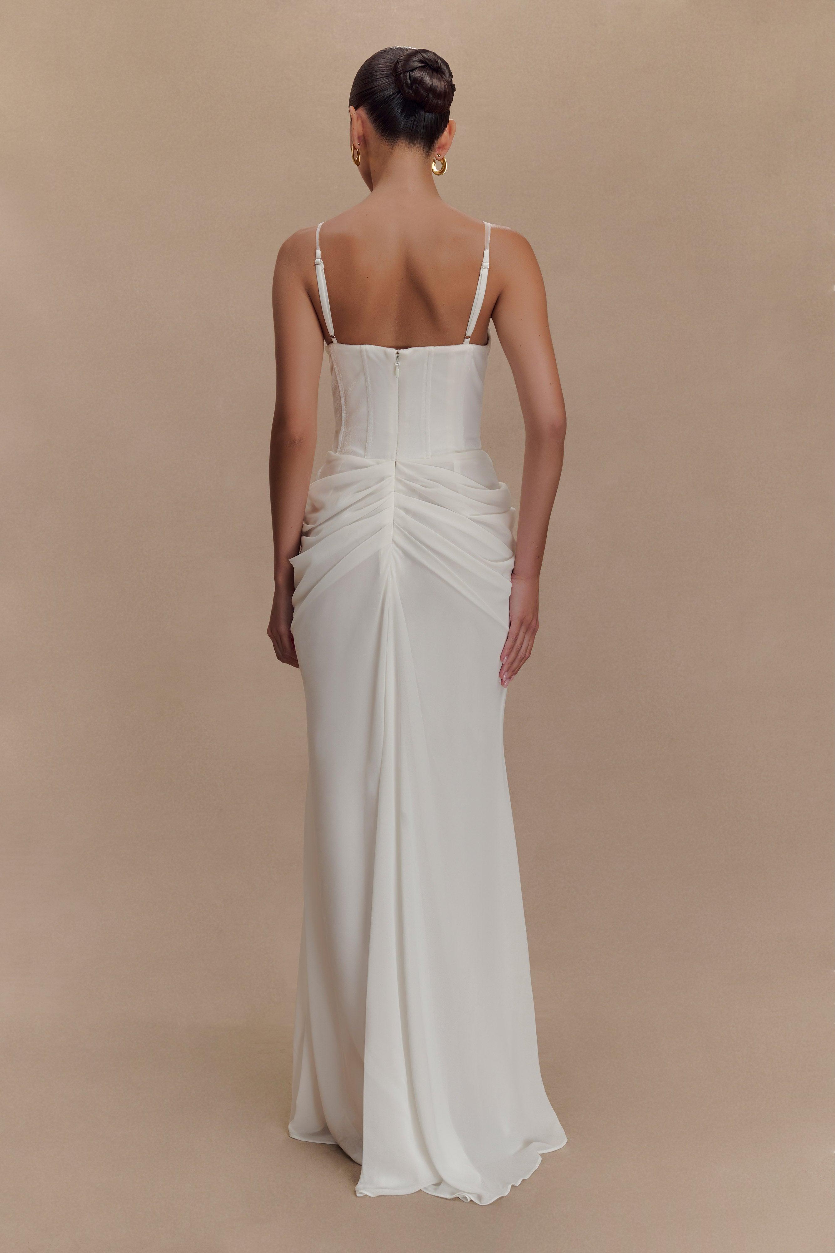 Roxanne Velvet Corset Maxi Dress - White Product Image