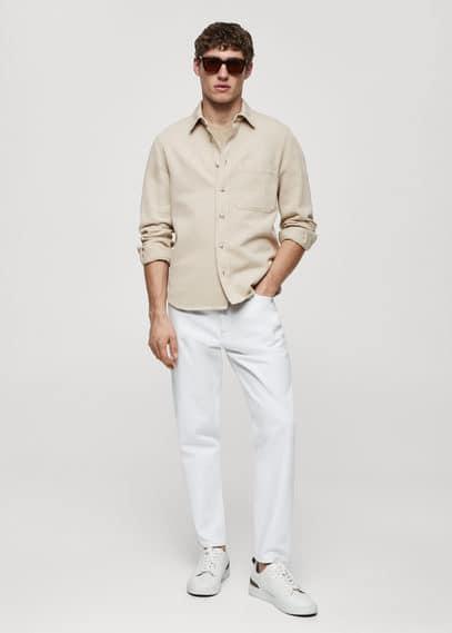 MANGO MAN - Regular-fit overshirt with pocket beigeMen Product Image