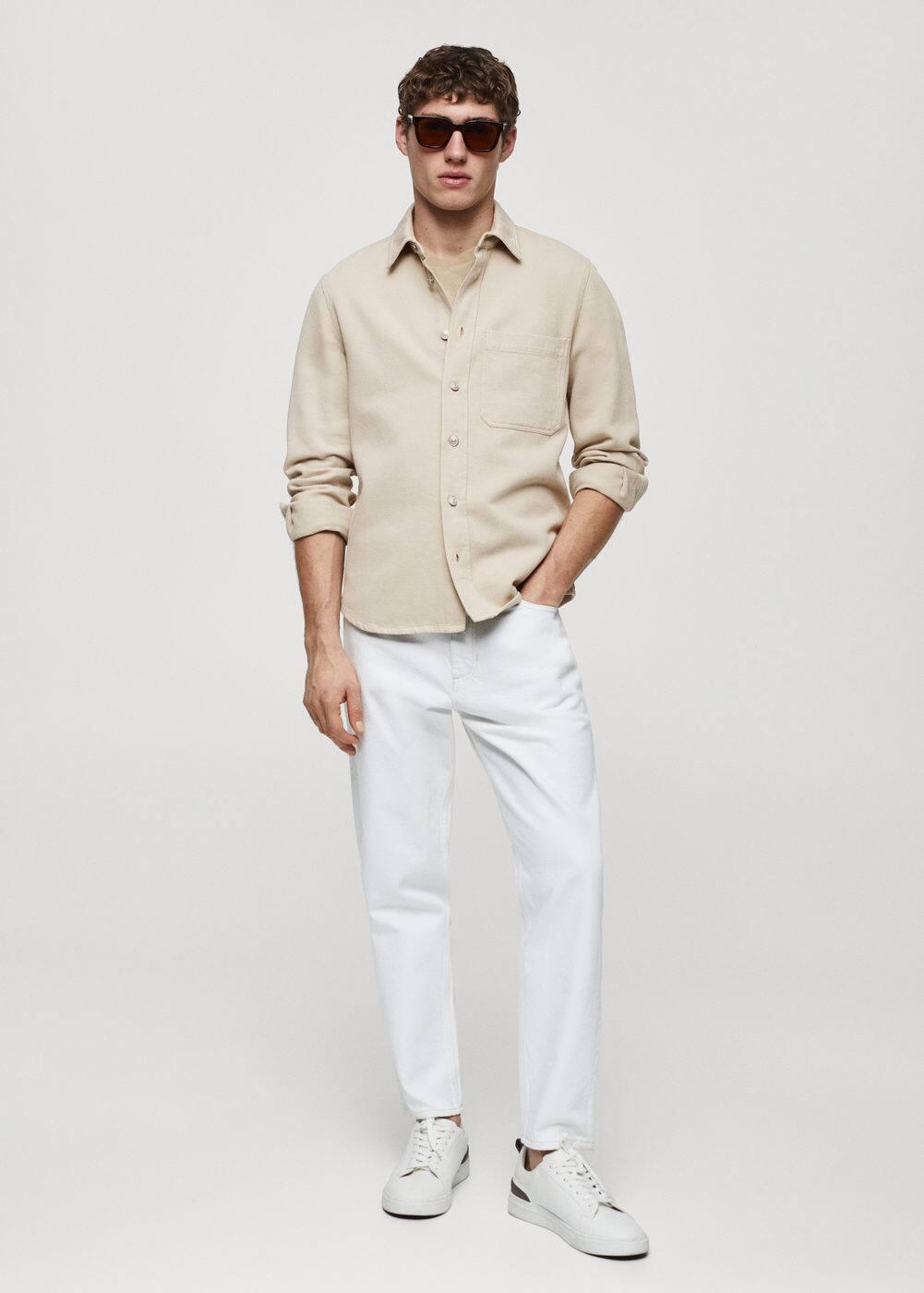 MANGO MAN - Regular-fit overshirt with pocket beigeMen Product Image