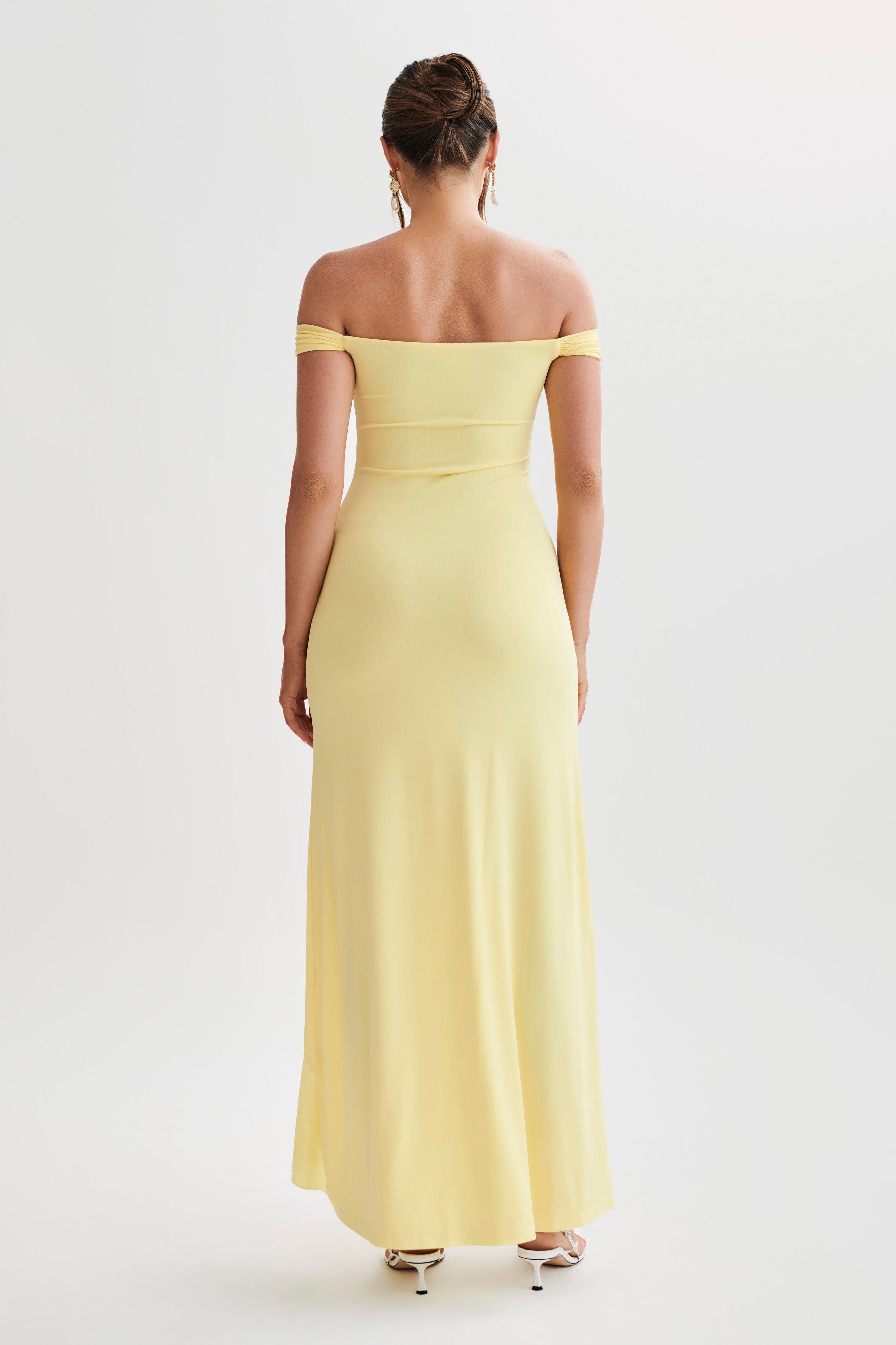 Eisley Slinky Off Shoulder Maxi Dress - Yellow Product Image