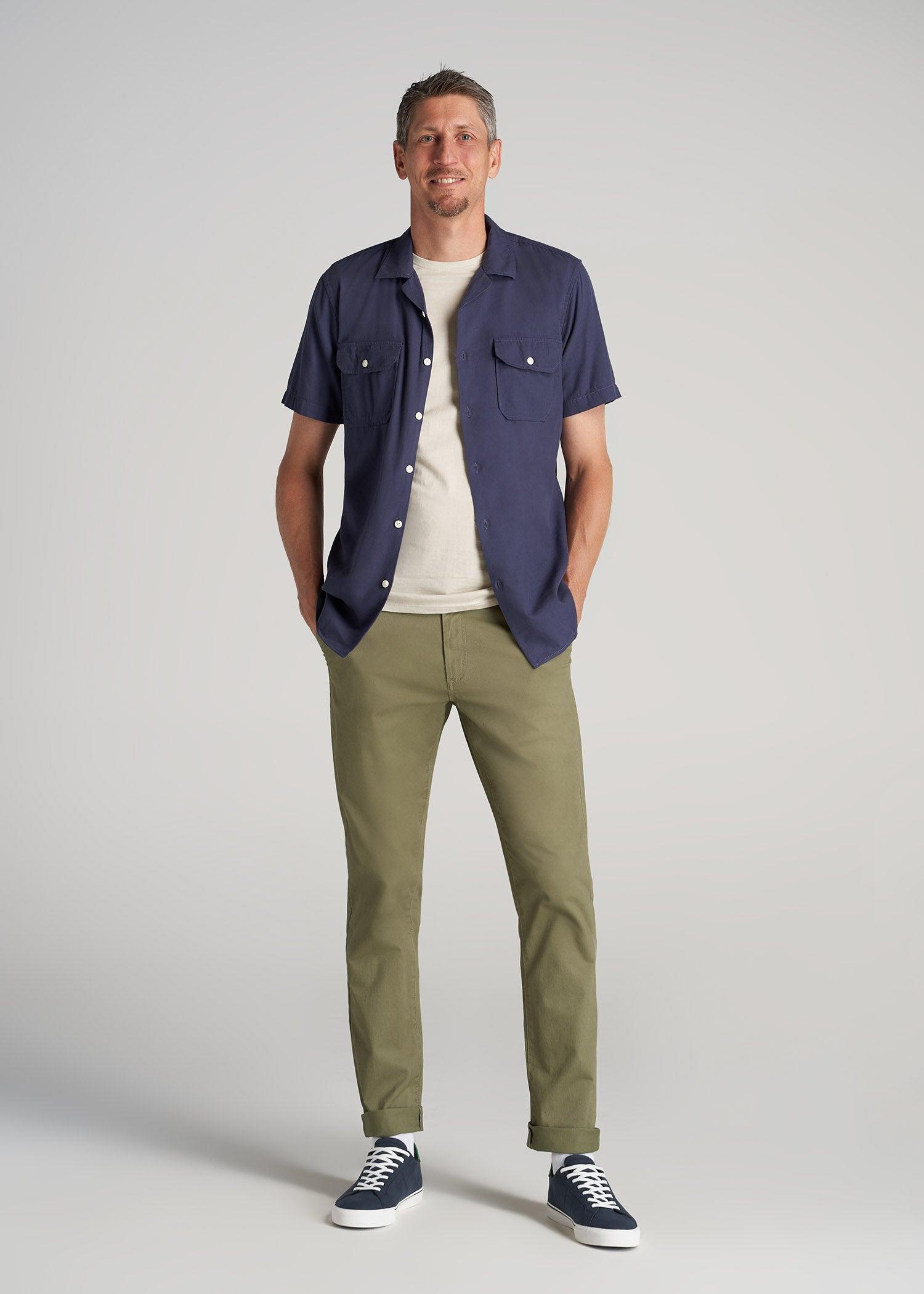 Carman TAPERED Chinos in Fatigue Green - Pants for Tall Men Product Image