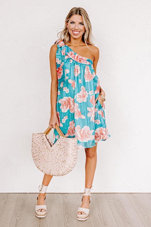 Be Mine Forever Floral Dress in Turquoise Product Image