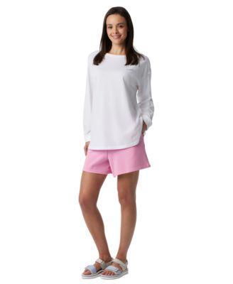 Columbia Womens Long Sleeve Crewneck Cotton Top Mid Rise French Terry Shorts Product Image