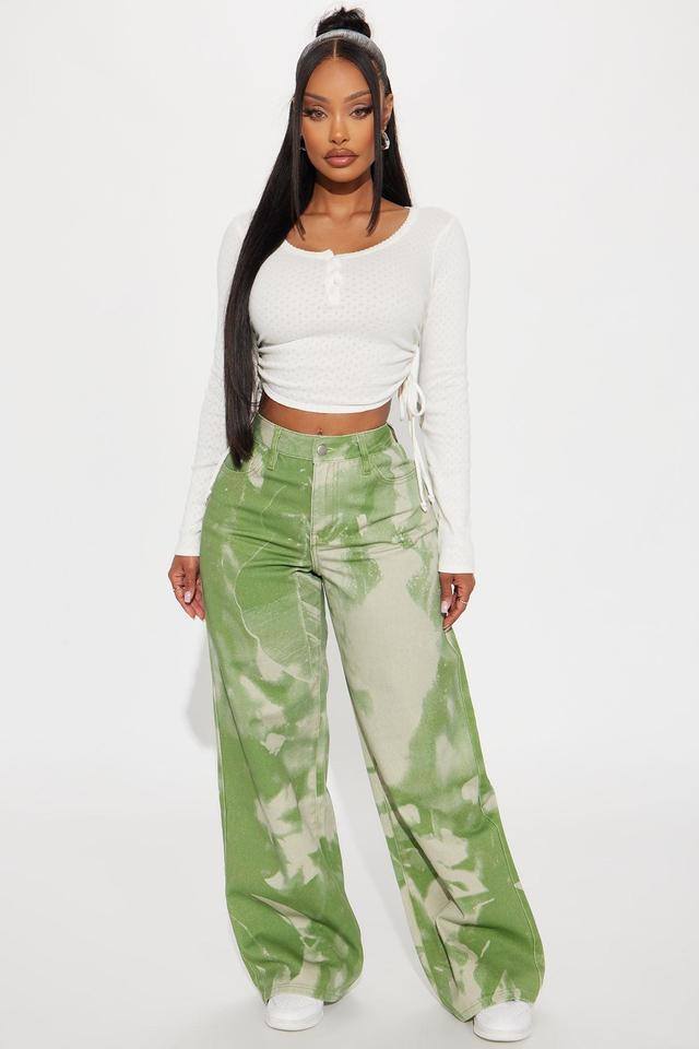 Radiant Energy Printed Non Stretch Straight Leg Jeans - Green Product Image