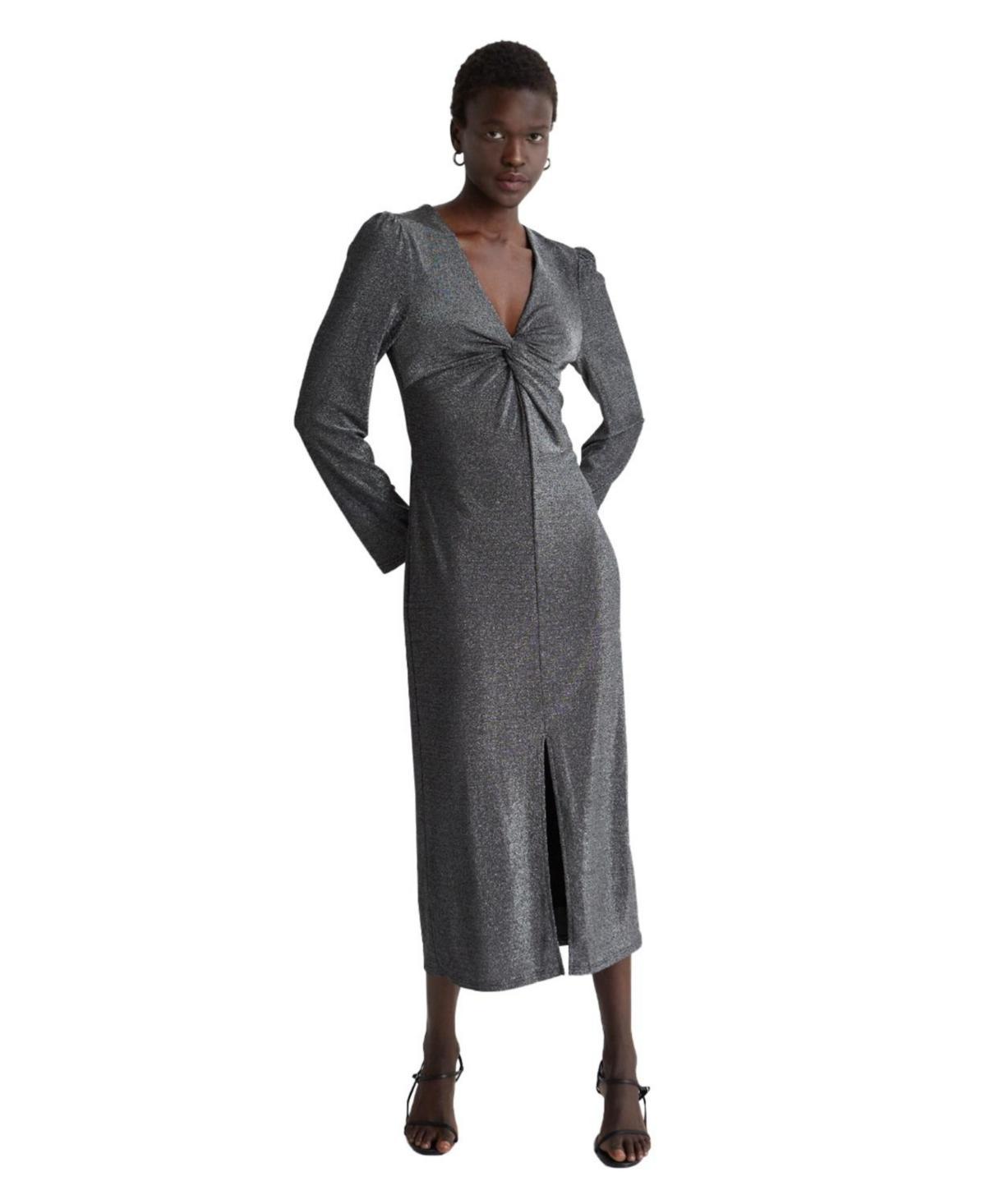 Womens Amora Front Twist Sparkle Knit Midi Dress Product Image