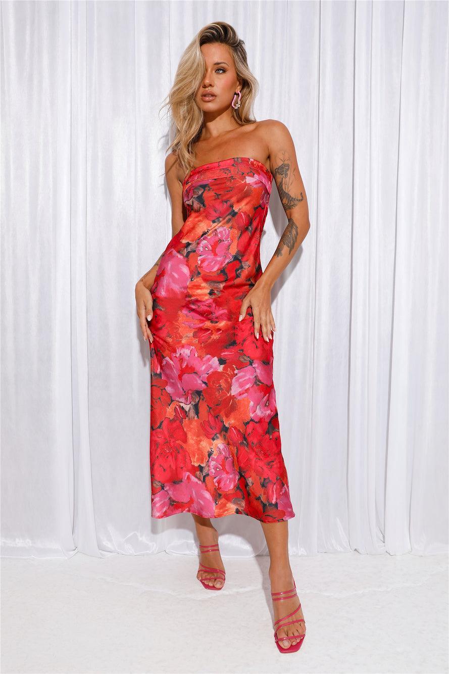 Highway To Heaven Maxi Dress Red Floral Product Image