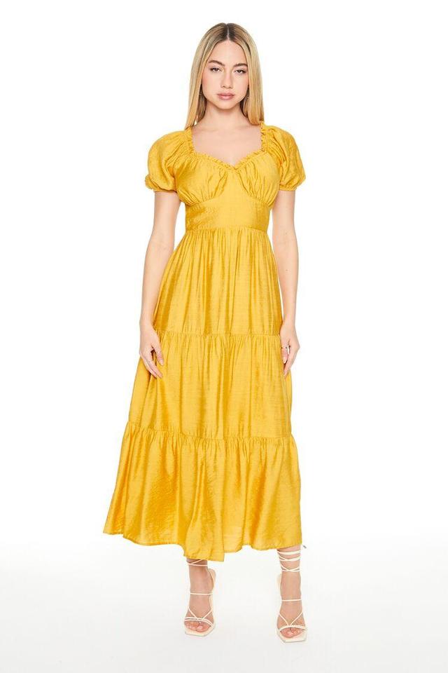 Tiered Puff-Sleeve Maxi Dress | Forever 21 Product Image