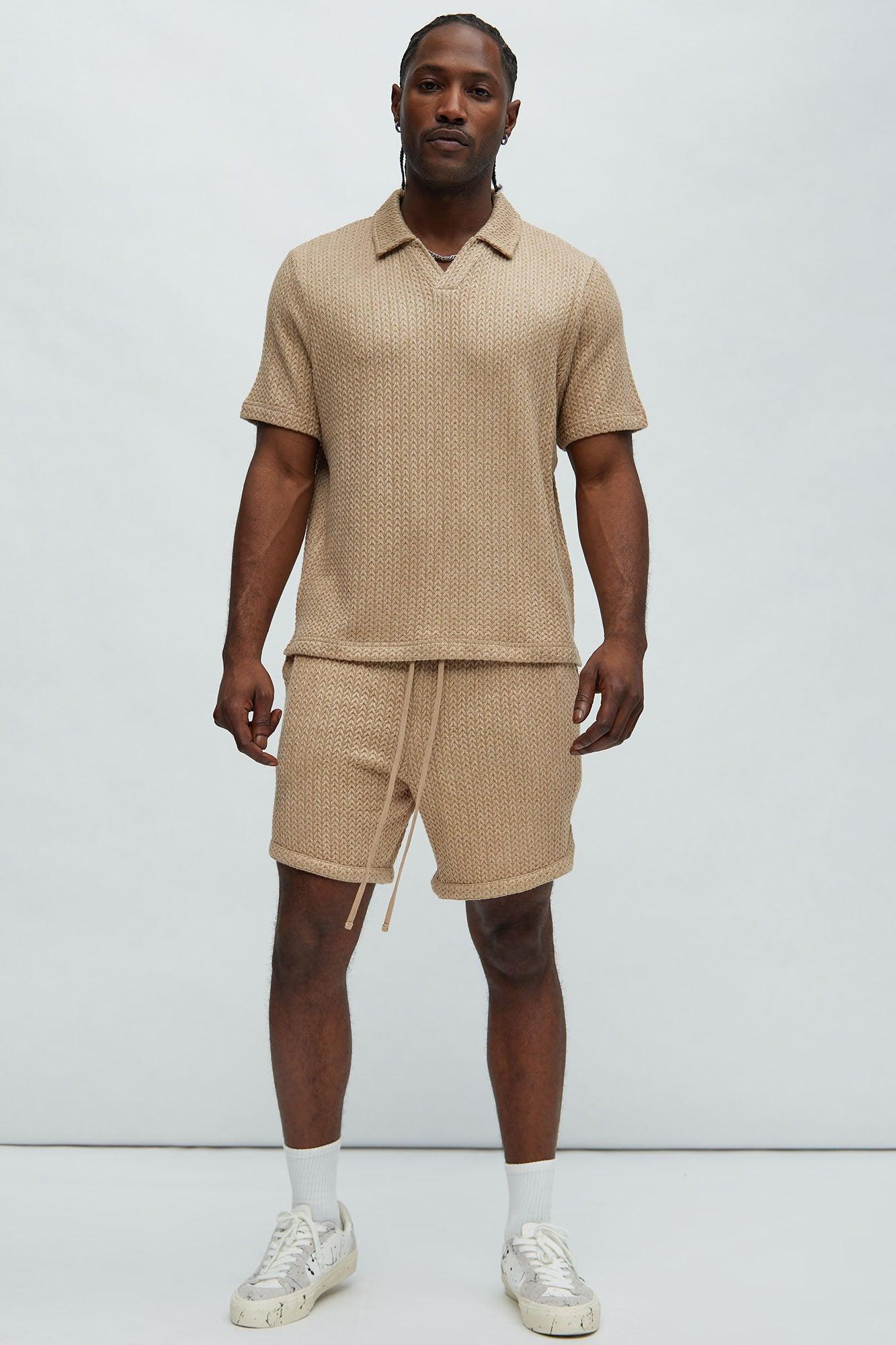 Catanina Textured Shorts - Tan Product Image