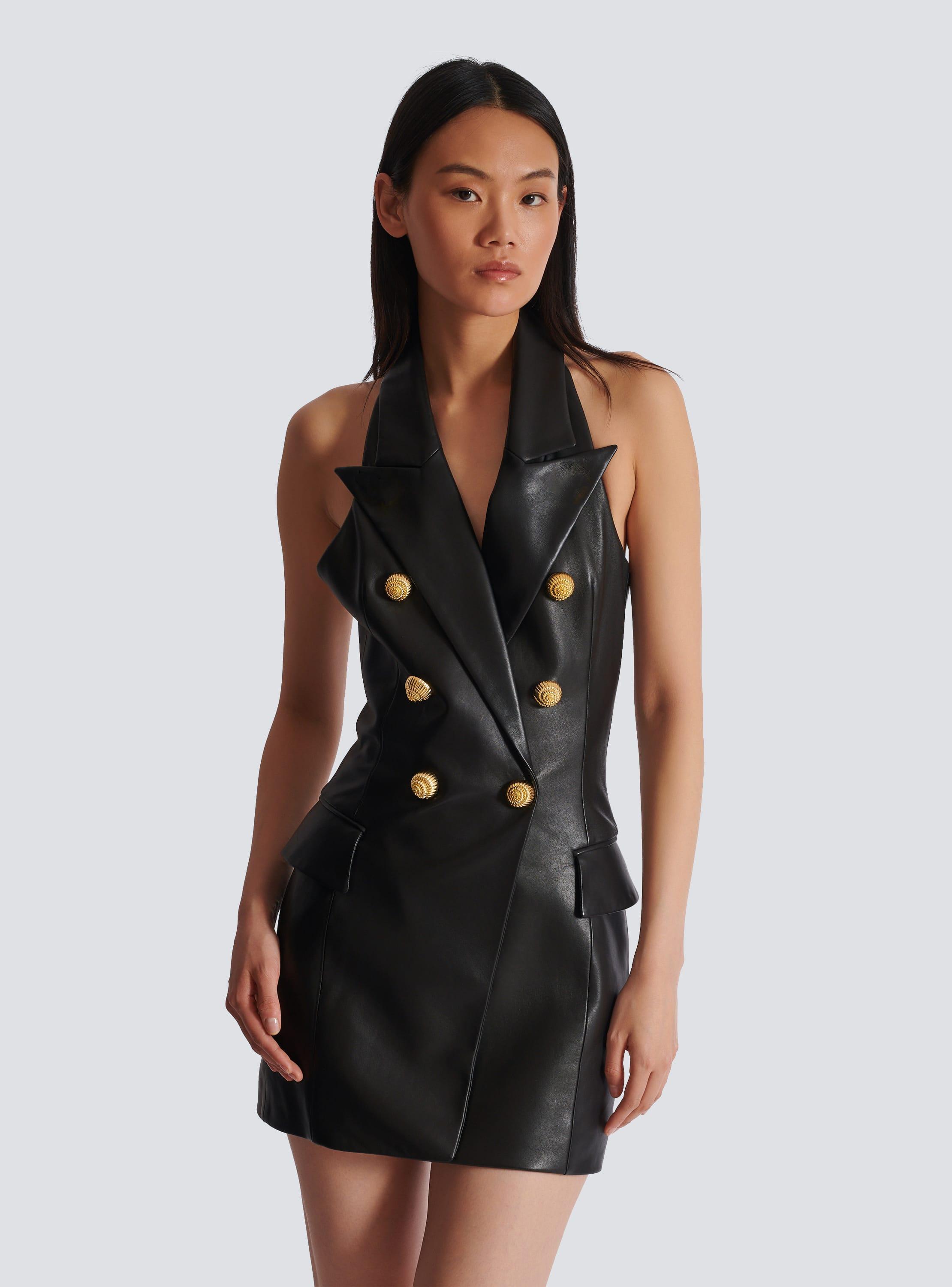 Lambskin leather halterneck dress Product Image