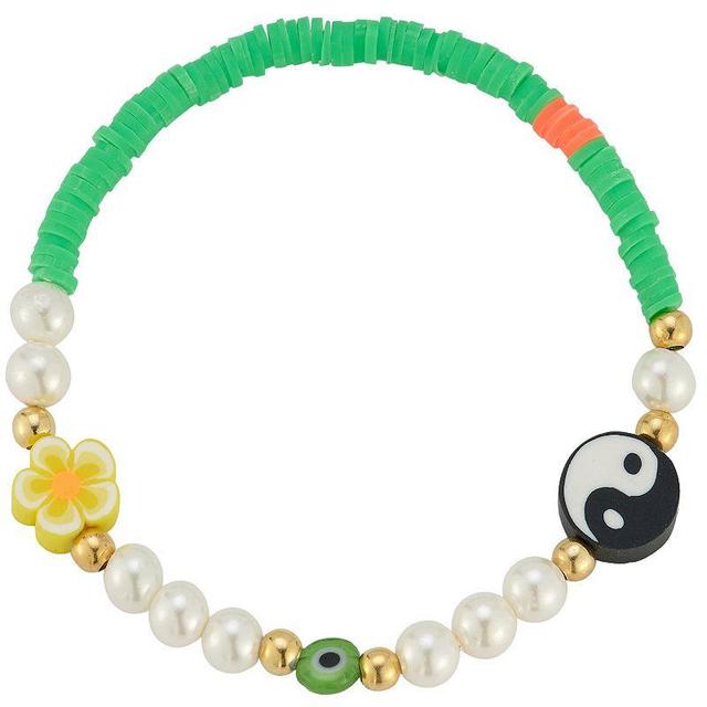 Sunkissed Sterling Yin Yang Freshwater Cultured Pearl Stretch Bracelet, Womens Multi Tone Product Image