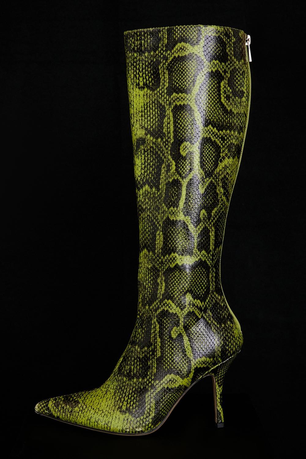 Royale Green Print Knee High Boots Product Image