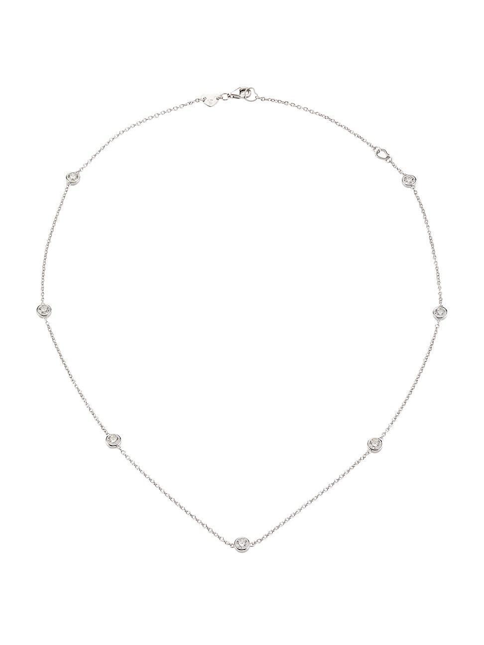 Womens Bezels By The Yard 18K White Gold & Diamond Station Necklace Product Image