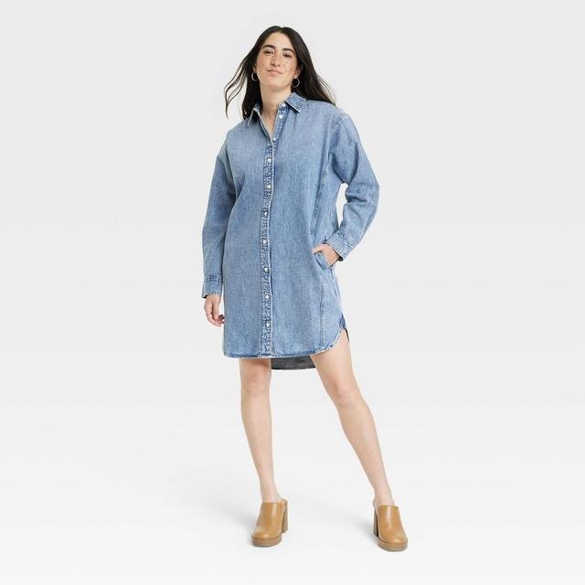 Womens Long Sleeve Denim Mini Shirtdress - Universal Thread Product Image