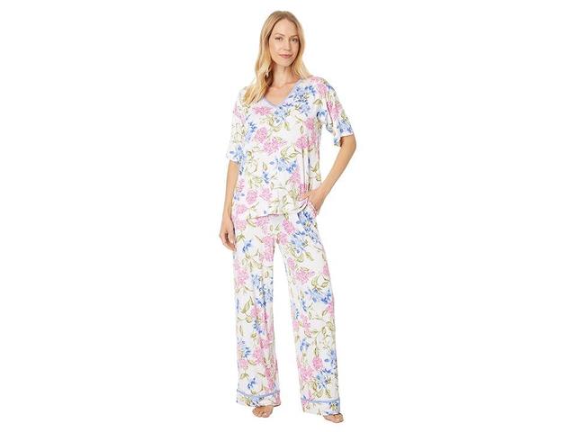 Tommy Bahama Floral Short Sleeve Pj Set (Cream Floral) Women's Pajama Sets Product Image