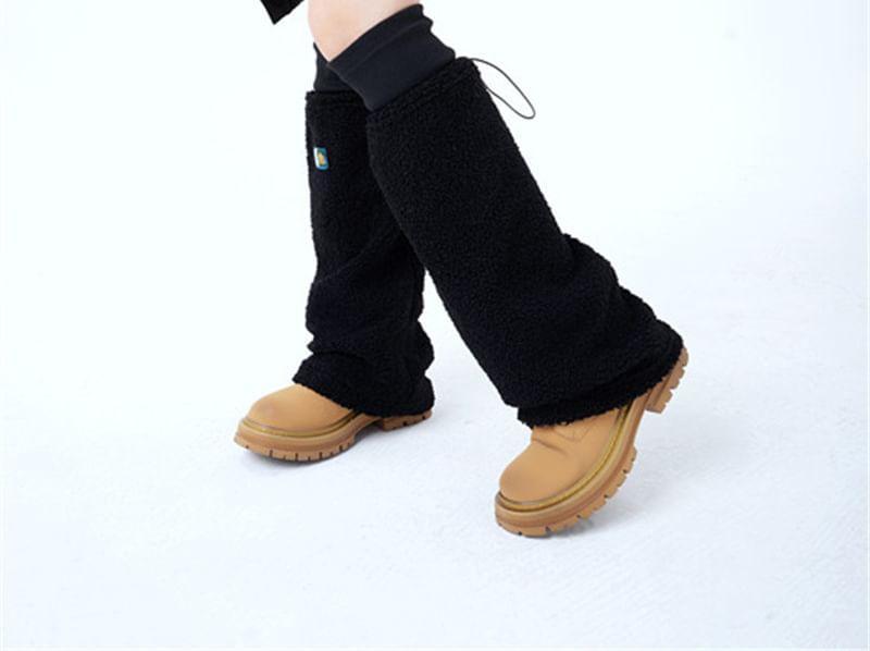 Drawstring Applique Fleece Leg Warmers Product Image