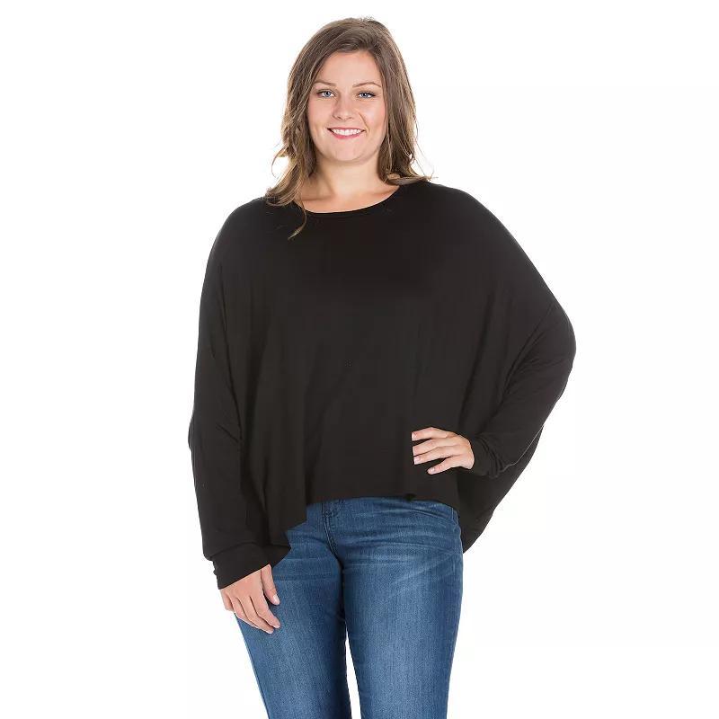 Plus Size 24Seven Comfort Apparel Oversized Long Sleeve Dolman Top, Womens Green Product Image