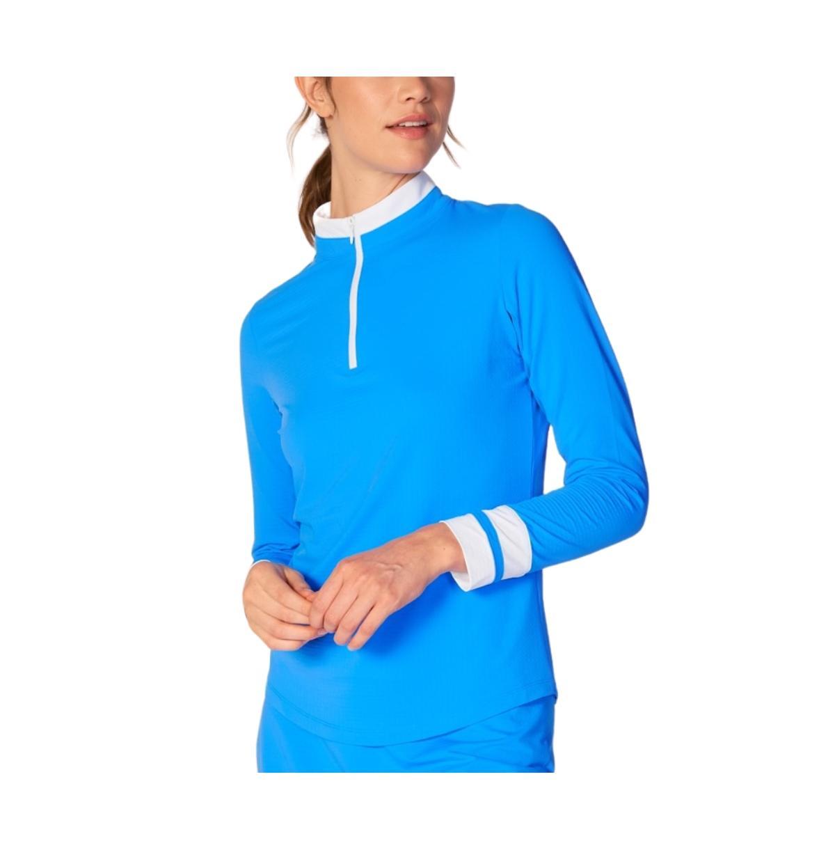 G Lifestyle Clothing Womens Color Block Quarter Zip Top Bt. Peri Medium Product Image