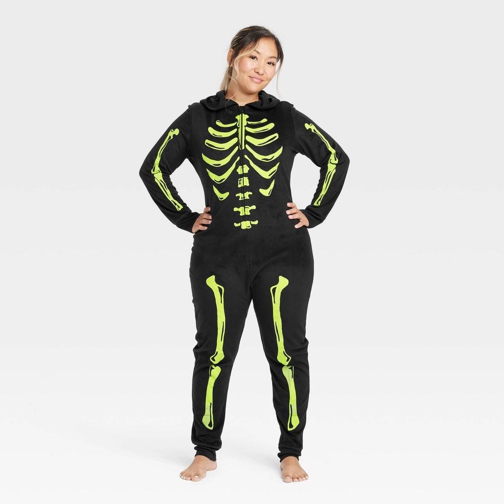 Womens Glow-in-the-Dark Skeleton Halloween Matching Family Union Suit Pajama - Hyde & EEK! Boutique M Product Image