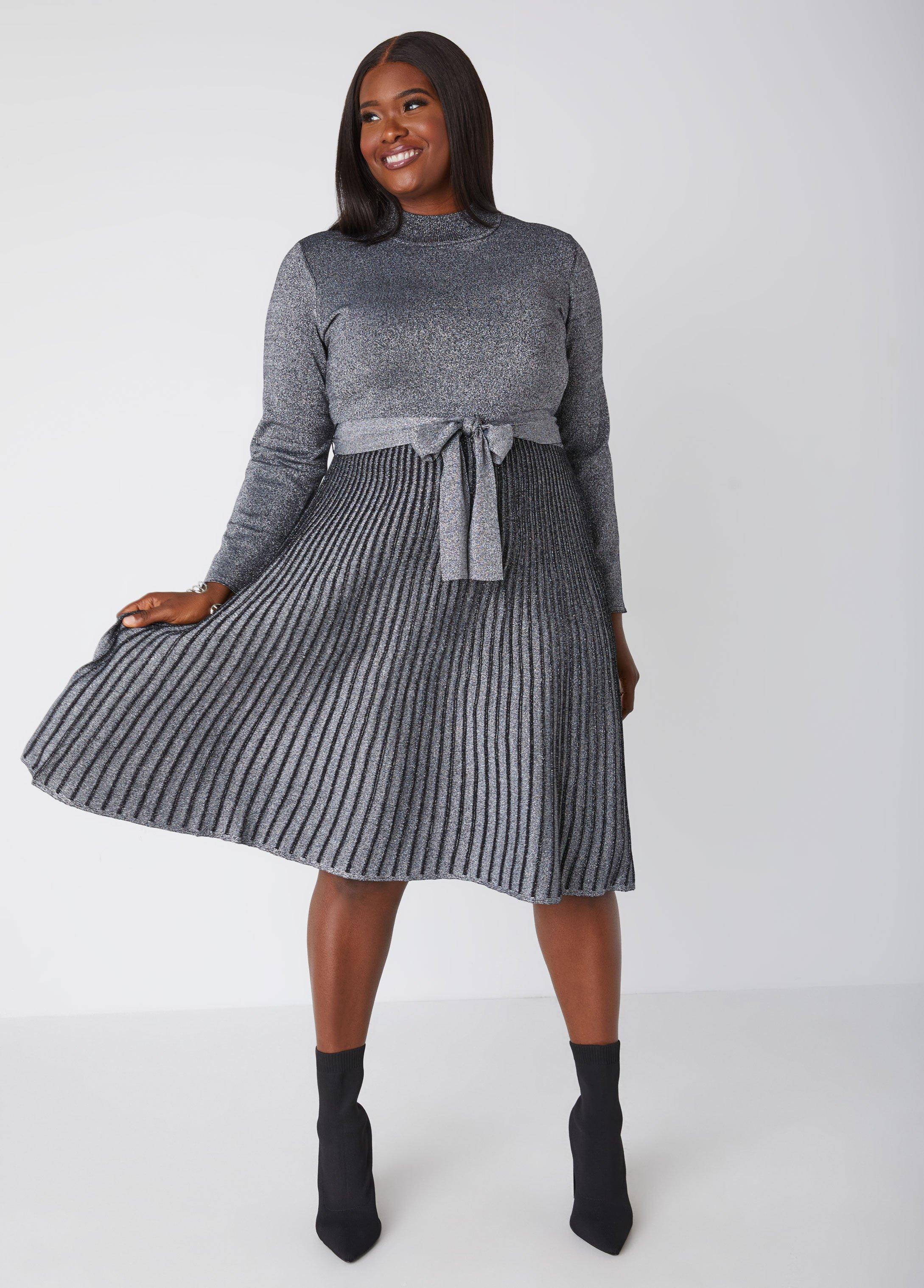 Pleated Lurex™ Sweater Dress Product Image