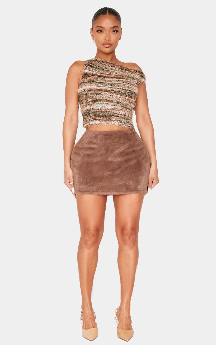 Shape Brown Fur Mini Skirt Product Image