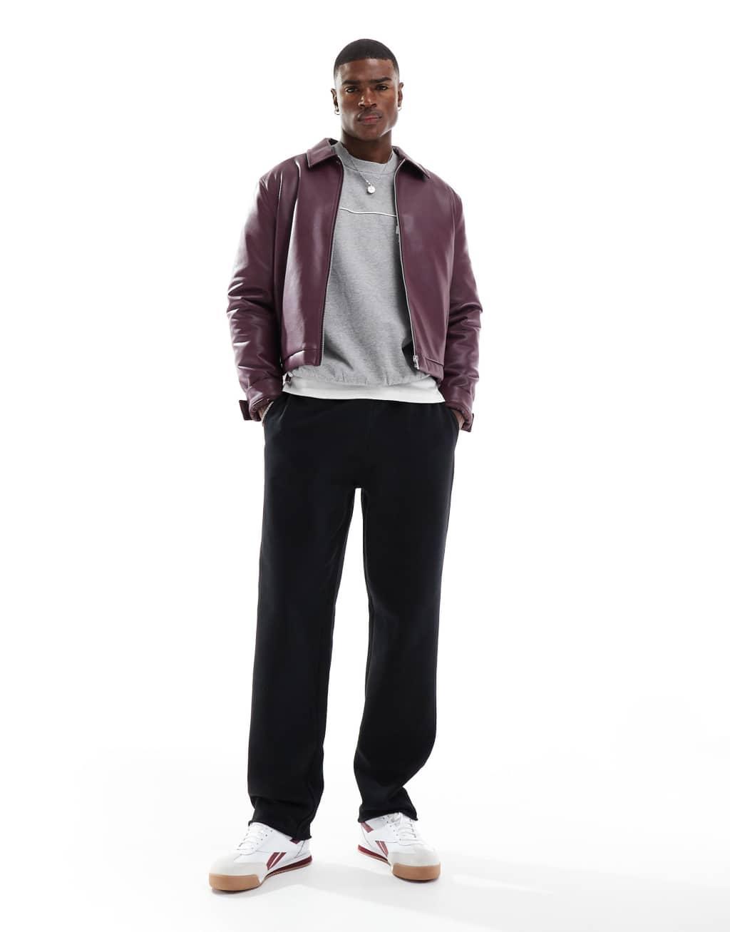 ASOS DESIGN straight leg sweatpants with raw edge detail in black Product Image