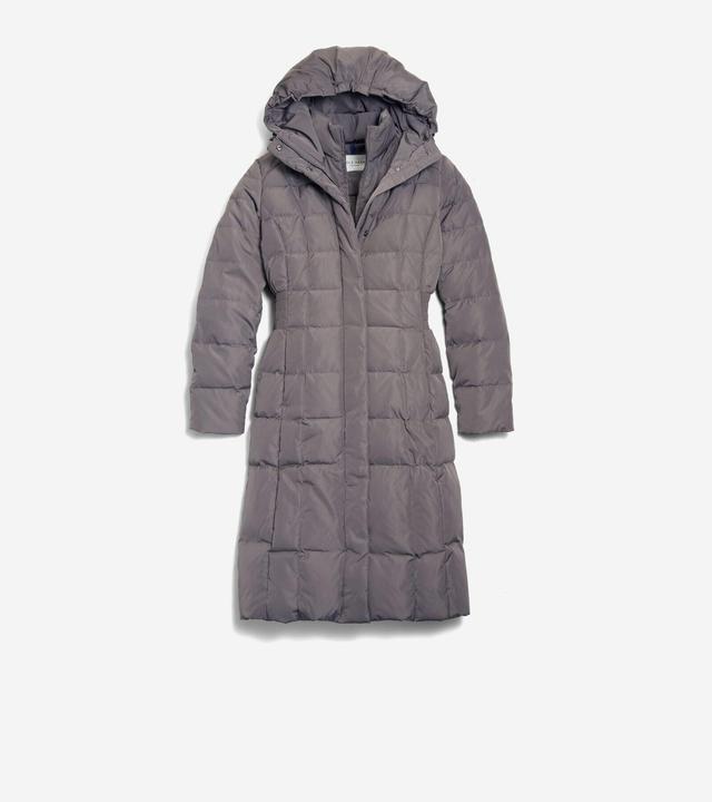 Cole Haan Womens Signature 40In Taffeta Down Coat With Hood - Grey Size XS Product Image