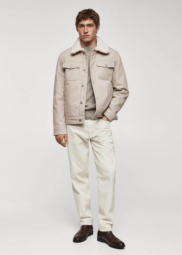 MANGO MAN - Shearling denim jacket beigeMen Product Image